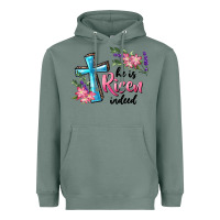 Sage He Is Risen Indeed Cross And Flowers Heavyweight Hoodie - RanaPortraitStore