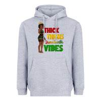 Heather Grey thick thighs juneteenth vibes with afro black woma Heavyweight Hoodie - texasbilliewilder