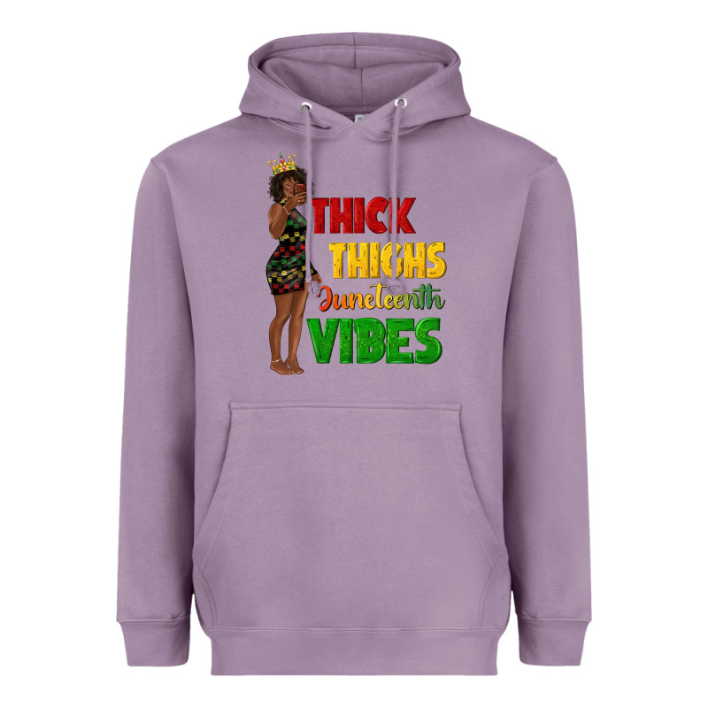 Thick Thighs Juneteenth Vibes With Afro Black Woma Heavyweight Hoodie by texasbilliewilder | Teevron