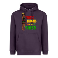 Plum thick thighs juneteenth vibes with afro black woma Heavyweight Hoodie - texasbilliewilder