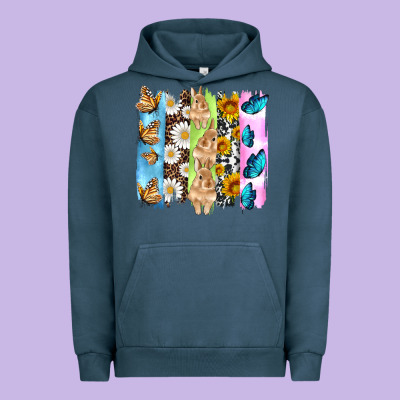Easter Bunny Butterfly Daisy And Sunflower With Cowhide And  Leopard B Urban Hoodie Designed By Artiststas