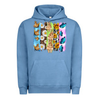 Pigment Pebble Blue easter bunny butterfly daisy and sunflower with cowhide and  leopard b Urban Hoodie - Artiststas
