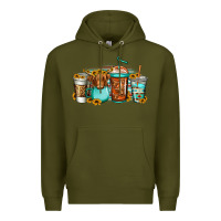 Army Green longhaired cow coffee cups Premium Hoodie - Jasminsmagicworld