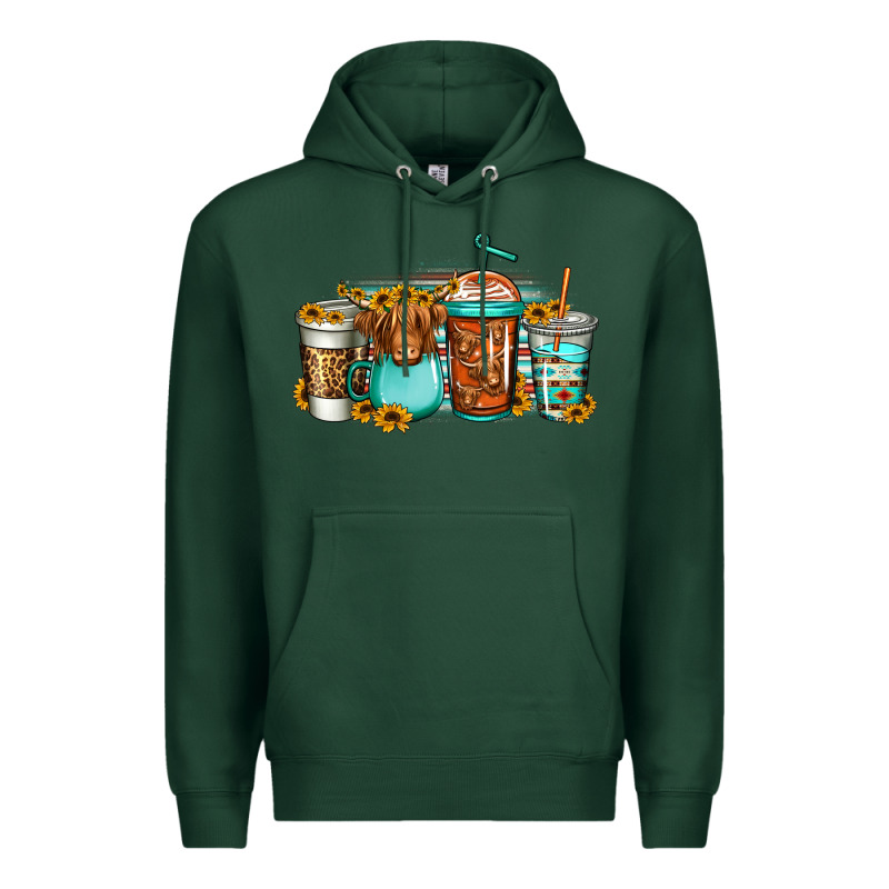 Longhaired Cow Coffee Cups Premium Hoodie by Jasminsmagicworld | Teevron