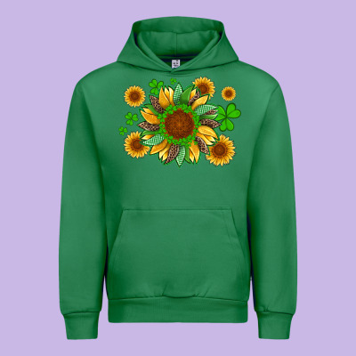 St Patricks Sunflowers With Shamrock And Glitters With Leopard Urban Hoodie Designed By Artiststas