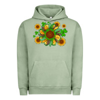 Pigment Oil Green st patricks sunflowers with shamrock and glitters with leopard Urban Hoodie - Artiststas