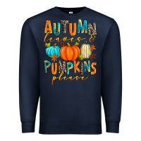 Navy autumn leaves and pumpkins please Premium Sweatshirt - Zillion Design Studio
