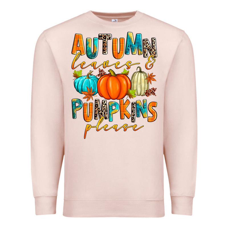Autumn Leaves And Pumpkins Please Premium Sweatshirt by Zillion Design Studio | Teevron