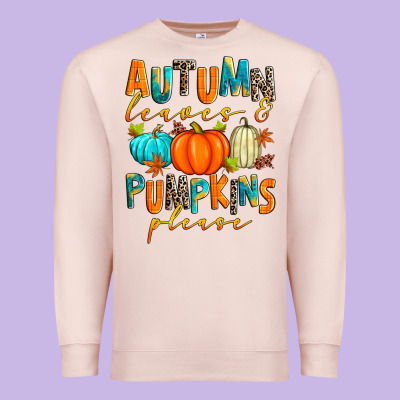Autumn Leaves And Pumpkins Please Premium Sweatshirt Designed By Zillion Design Studio