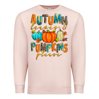 Pale Pink autumn leaves and pumpkins please Premium Sweatshirt - Zillion Design Studio