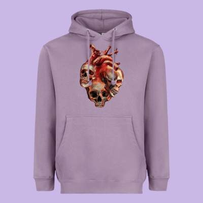 Heavyweight Hoodie Heart Skulls