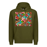 Army Green tropical flowers Premium Hoodie - Artiststas