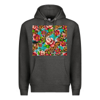 Charcoal Heather tropical flowers Premium Hoodie - Artiststas