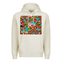 Oatmeal Heather tropical flowers Premium Hoodie - Artiststas