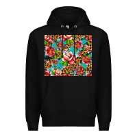 Black tropical flowers Premium Hoodie - Artiststas