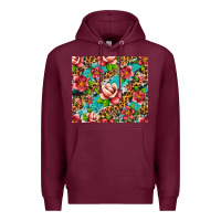 Burgundy tropical flowers Premium Hoodie - Artiststas