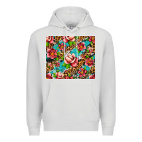 Dove Grey tropical flowers Premium Hoodie - Artiststas