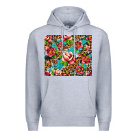 Heather Grey tropical flowers Premium Hoodie - Artiststas