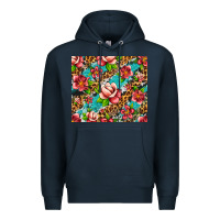 Navy tropical flowers Premium Hoodie - Artiststas