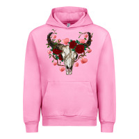 Fuchsia Pink valentine's bull skull Urban Hoodie - AdoDesignShop