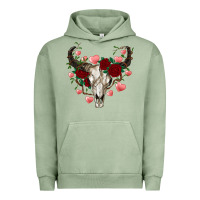 Pigment Oil Green valentine's bull skull Urban Hoodie - AdoDesignShop
