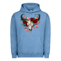 Pigment Pebble Blue valentine's bull skull Urban Hoodie - AdoDesignShop