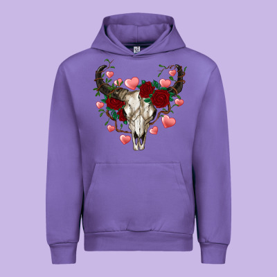 Valentine's Bull Skull Urban Hoodie Designed By Adodesignshop