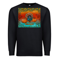 Black thankful with turkey and pumpkins Premium Sweatshirt - RanaPortraitStore