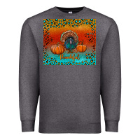 Charcoal Heather thankful with turkey and pumpkins Premium Sweatshirt - RanaPortraitStore