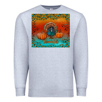Heather Grey thankful with turkey and pumpkins Premium Sweatshirt - RanaPortraitStore