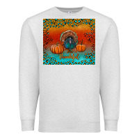 Oatmeal Heather thankful with turkey and pumpkins Premium Sweatshirt - RanaPortraitStore