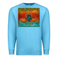 Ocean Blue thankful with turkey and pumpkins Premium Sweatshirt - RanaPortraitStore