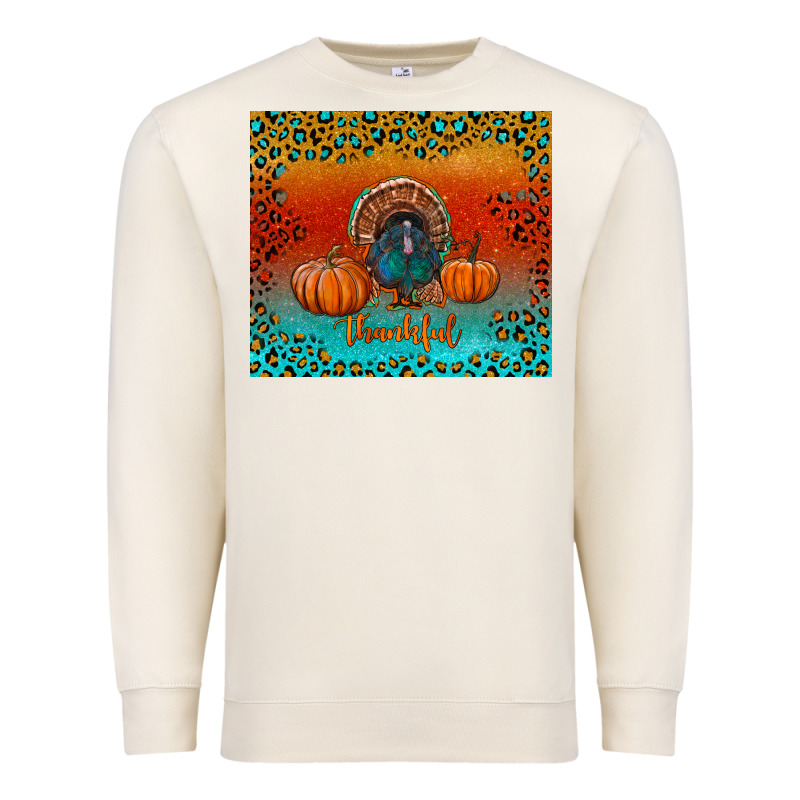 Thankful With Turkey And Pumpkins Premium Sweatshirt by RanaPortraitStore | Teevron