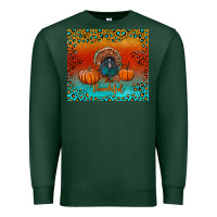 Sports Green thankful with turkey and pumpkins Premium Sweatshirt - RanaPortraitStore