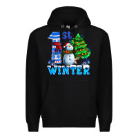 Black first winter with snowman Premium Hoodie - AdoDesignShop