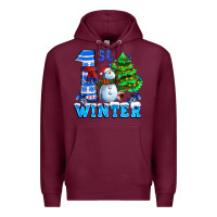 Burgundy first winter with snowman Premium Hoodie - AdoDesignShop