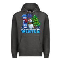 Charcoal Heather first winter with snowman Premium Hoodie - AdoDesignShop