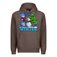 Coffee first winter with snowman Premium Hoodie - AdoDesignShop