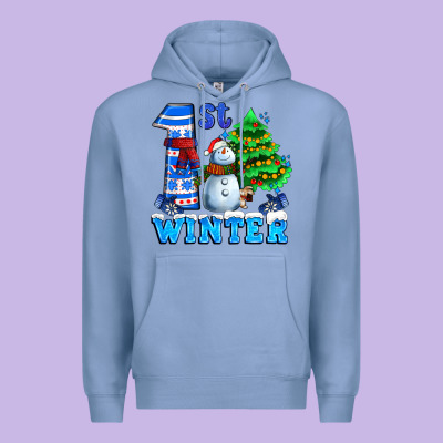 First Winter With Snowman Premium Hoodie Designed By Adodesignshop