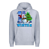 Heather Grey first winter with snowman Premium Hoodie - AdoDesignShop