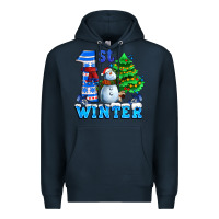 Navy first winter with snowman Premium Hoodie - AdoDesignShop
