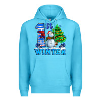 Ocean Blue first winter with snowman Premium Hoodie - AdoDesignShop