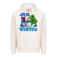 Pale Pink first winter with snowman Premium Hoodie - AdoDesignShop