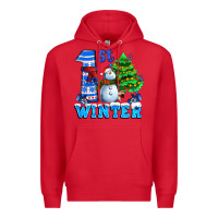 Red first winter with snowman Premium Hoodie - AdoDesignShop