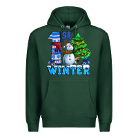 Sports Green first winter with snowman Premium Hoodie - AdoDesignShop