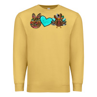 Antique Gold peace love thanksgiving turkey Premium Sweatshirt - RanaPortraitStore