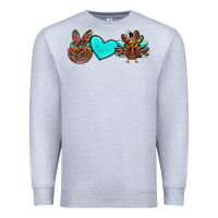Heather Grey peace love thanksgiving turkey Premium Sweatshirt - RanaPortraitStore