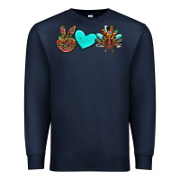Navy peace love thanksgiving turkey Premium Sweatshirt - RanaPortraitStore