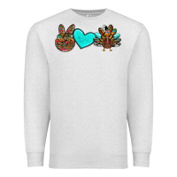 Oatmeal Heather peace love thanksgiving turkey Premium Sweatshirt - RanaPortraitStore