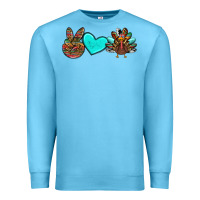 Ocean Blue peace love thanksgiving turkey Premium Sweatshirt - RanaPortraitStore